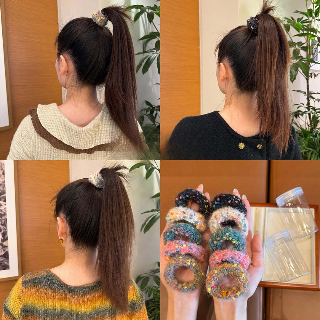 秋冬新品彩色人气爆米花发圈日韩风简约扎发皮筋头绳发饰