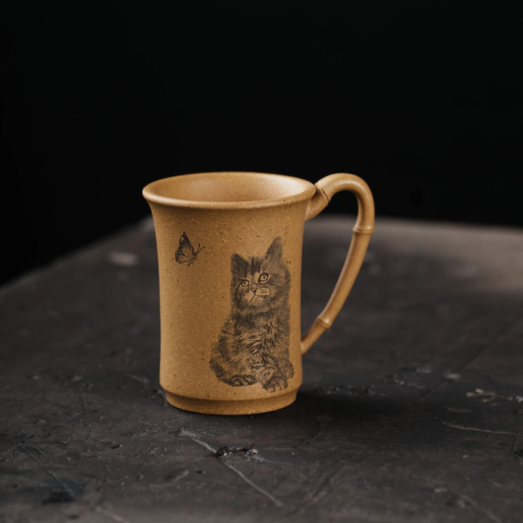 云山雅器 小猫观碟小主人杯 段泥 60cc
