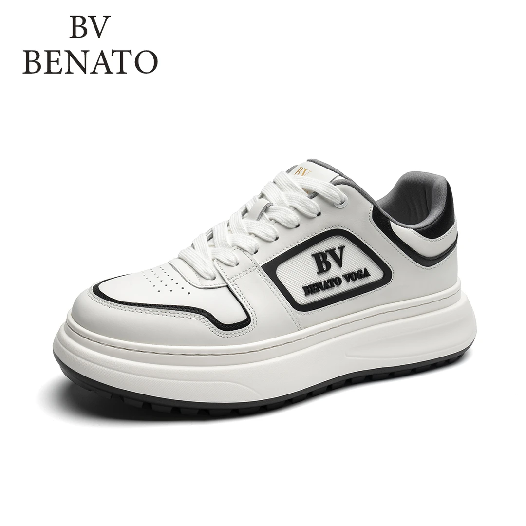 BVBENATO2024新款男士休闲鞋舒适大底时尚百搭牛皮低帮真皮板鞋