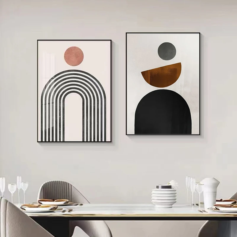 优品【抽象艺术】简约高级感餐厅挂画几何抽象晶瓷客厅装饰画轻奢