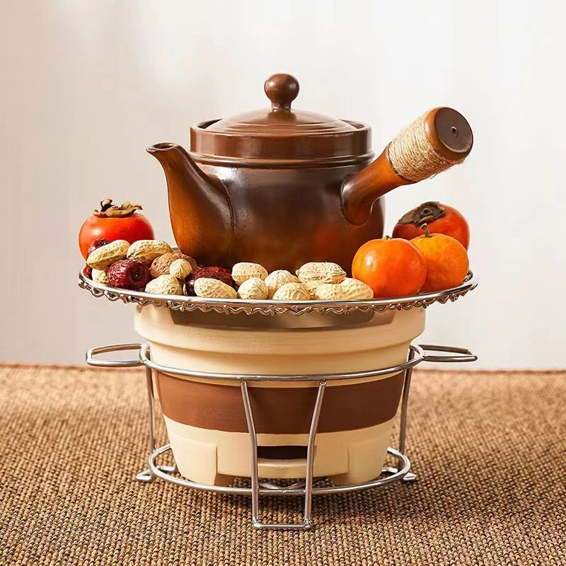 围炉煮茶壶炭火茶炉罐罐茶煮茶器炭炉陶瓷户外烧烤炉手工粗陶茶壶