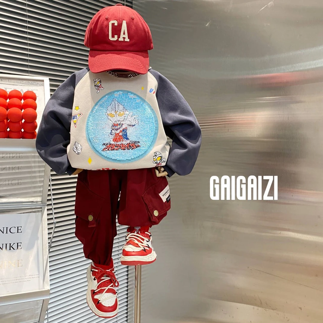 GZ-童装 【炫彩小子】设计师定制款重工亮片2023秋中大童长袖卫衣