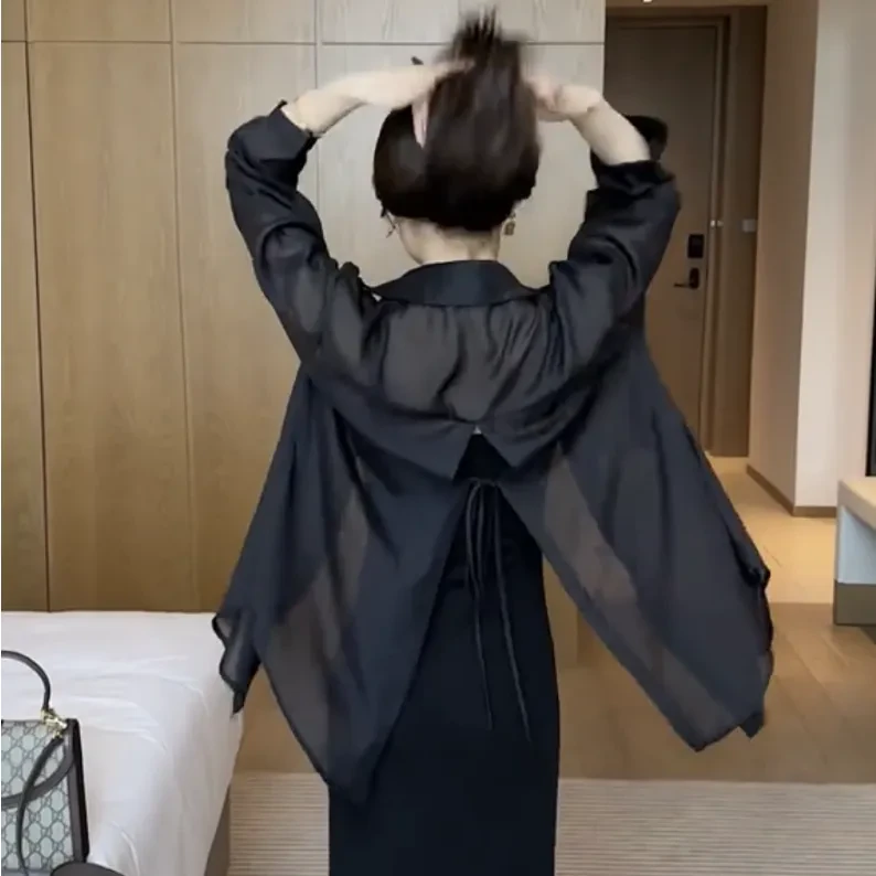 夏季小众设计感大码防晒衬衫女夏款薄款外套衬衣2025新款雪纺衫女