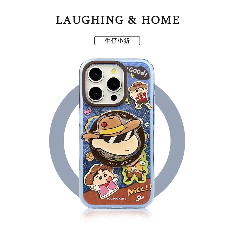 日韩卡通iPhone16promax手机壳牛仔蜡笔小新适用14pro防摔套15/13