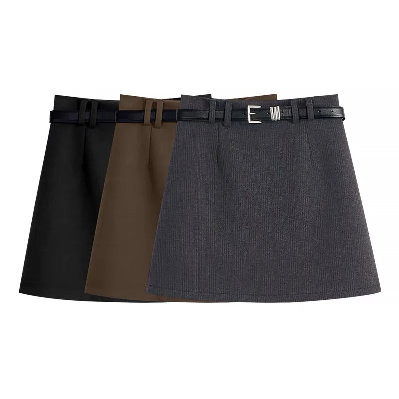 毛呢a字半身裙女2025秋冬新款高腰a字裙直筒遮跨防走光呢子短裙女