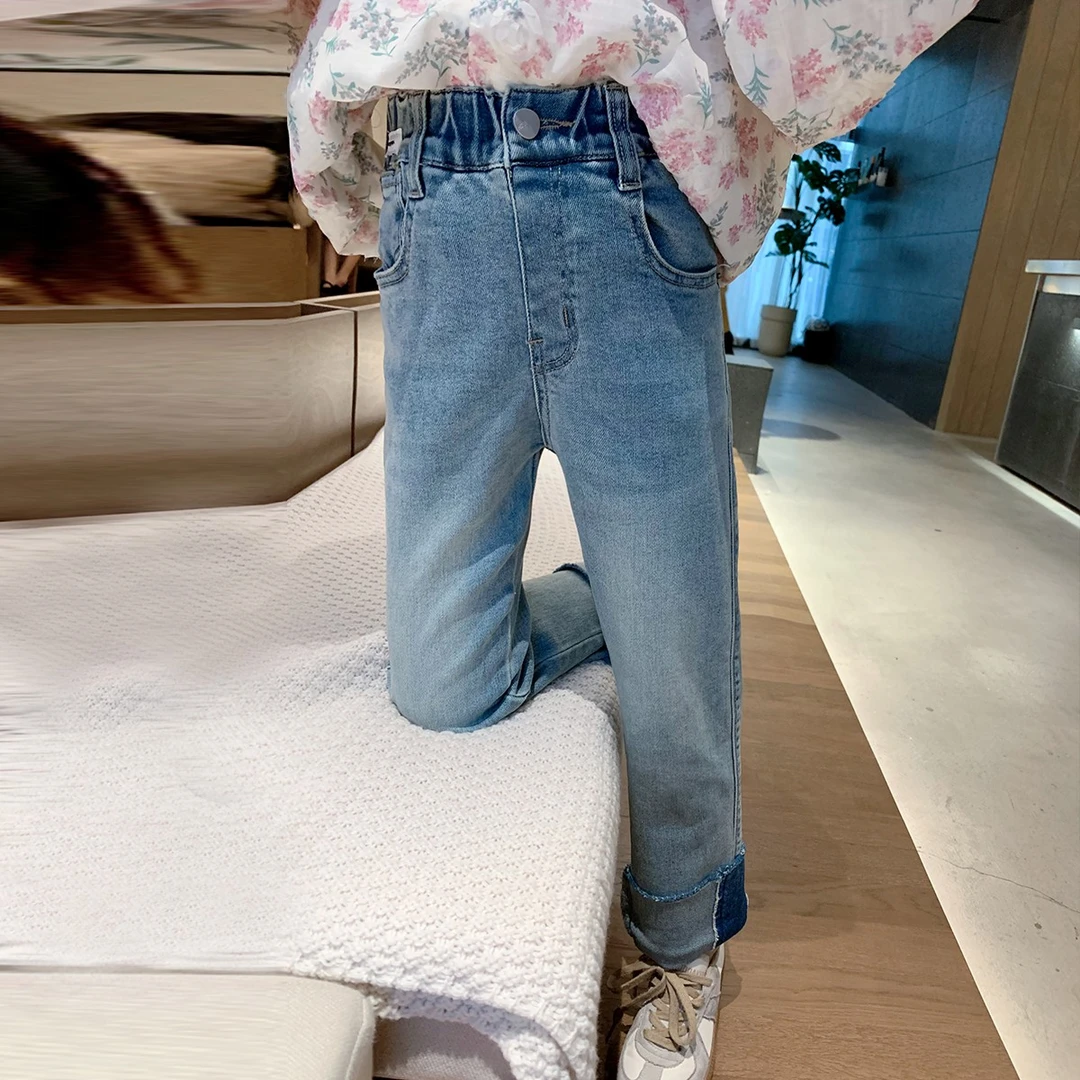 女童牛仔裤2024春装新款儿童韩版洋气宝宝时尚百搭裤子潮K24104