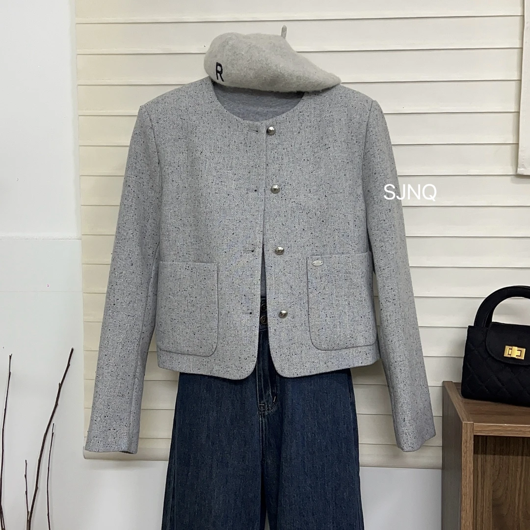 【SJNQ】名媛小香～法式高级感单排扣两口袋设计小香风外套