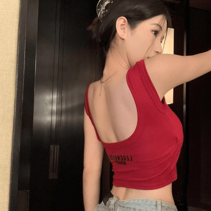 红色美背吊带背心女2024新款春夏内搭带胸垫内衣海边甜辣外穿上衣