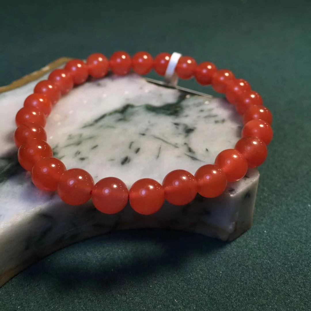 原矿无优化保山大黑洞南红锦红6mm单圈手串