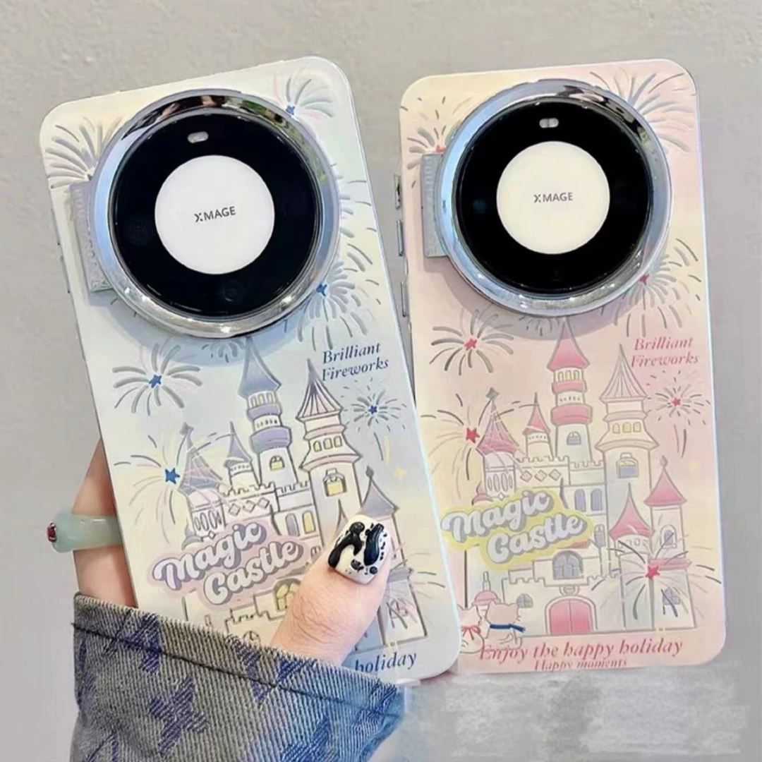 【糖糖】镭射城堡猫咪烟花华为mate60pro渐变少女mate40diy