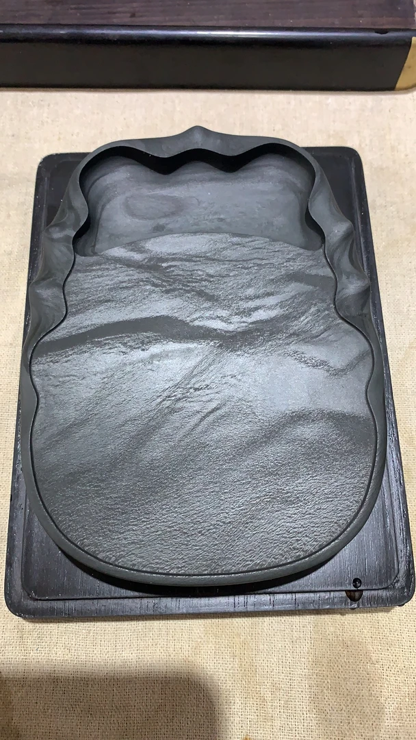 歙砚老坑蝉形砚台老坑眉纹