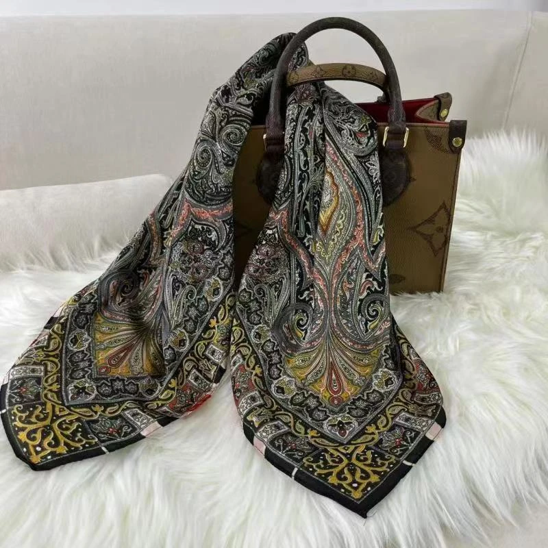 821【佩斯利灰调】70*70左右方巾百搭丝巾