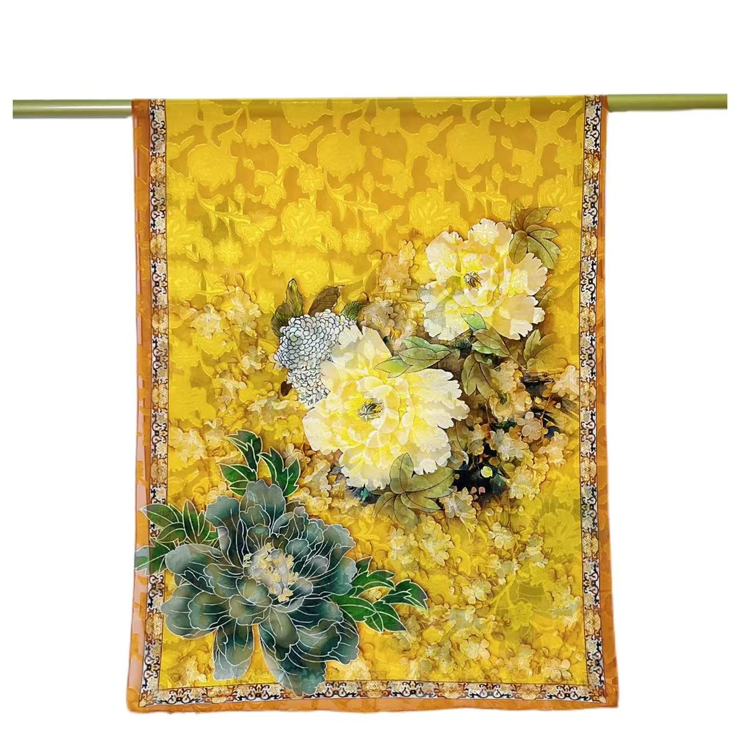 【金牡丹剪花】香韵 花罗 提花 镂空 双面180*70长巾