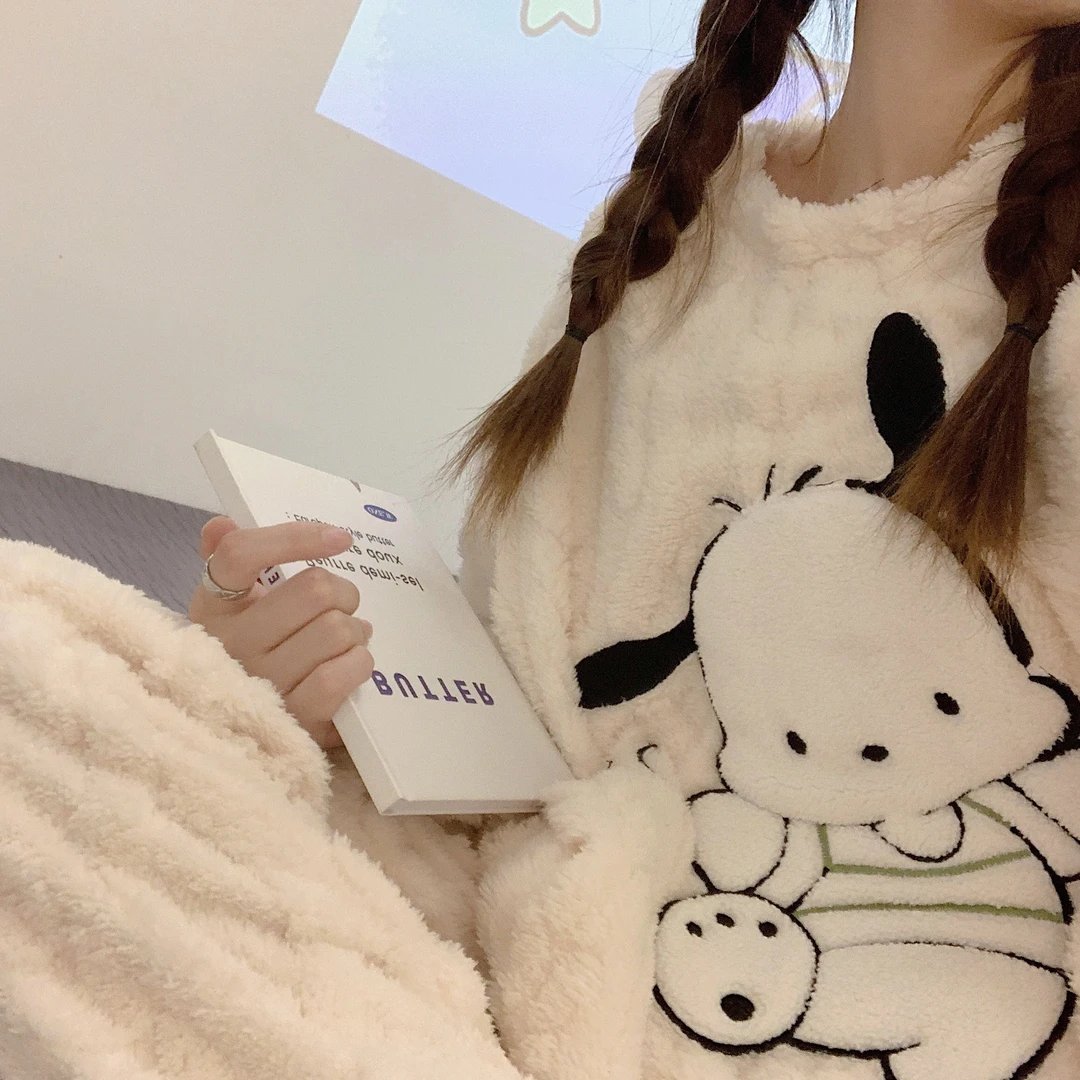 【当天发货】加绒加厚睡衣女秋冬保暖新款卡通休闲可外穿家居服睡衣