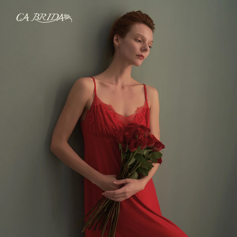 CA BRIDA【Red Love 】红色新娘诱惑性感蕾丝轻奢女士性感吊带裙