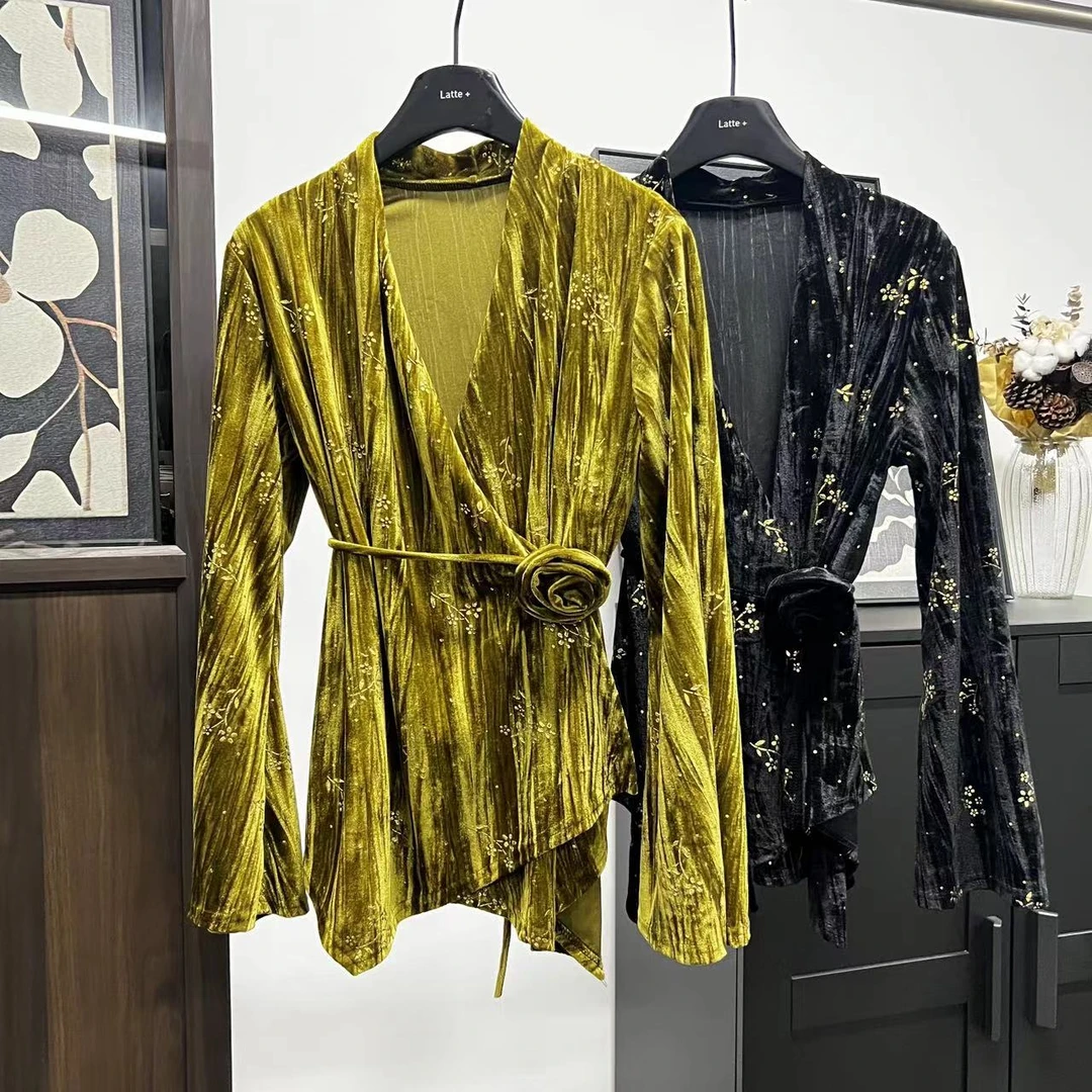 （有你）高定轻奢显瘦百搭气质女士时尚长袖休闲设计师上衣