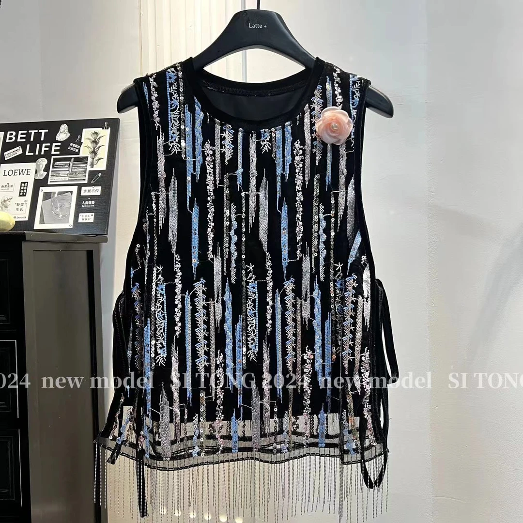 （花落长安）气质时尚无袖百搭秋季新款女士潮流韩版马甲上衣圆领