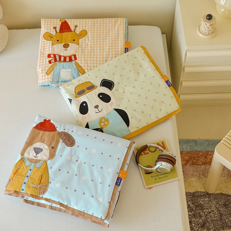 全棉美乐卡通贴布绣可透气机洗水洗双面四季被春秋被儿童冬被