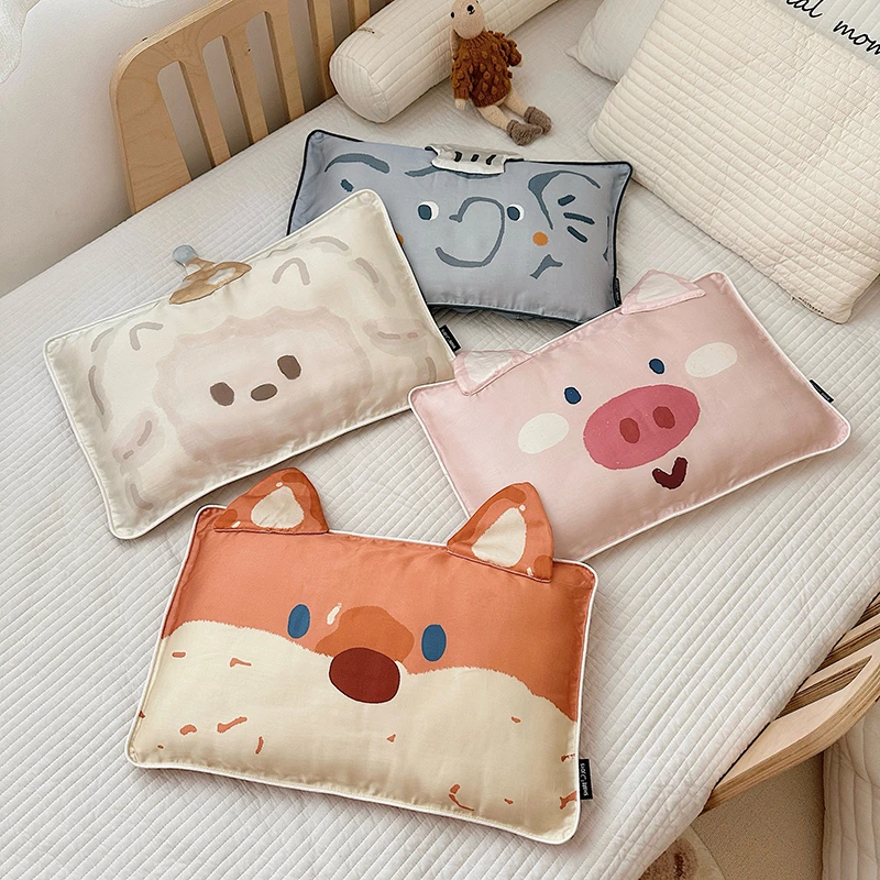 A类兰精天丝枕套立体造型婴儿枕头套儿童冰丝30*50幼儿园卡通枕巾