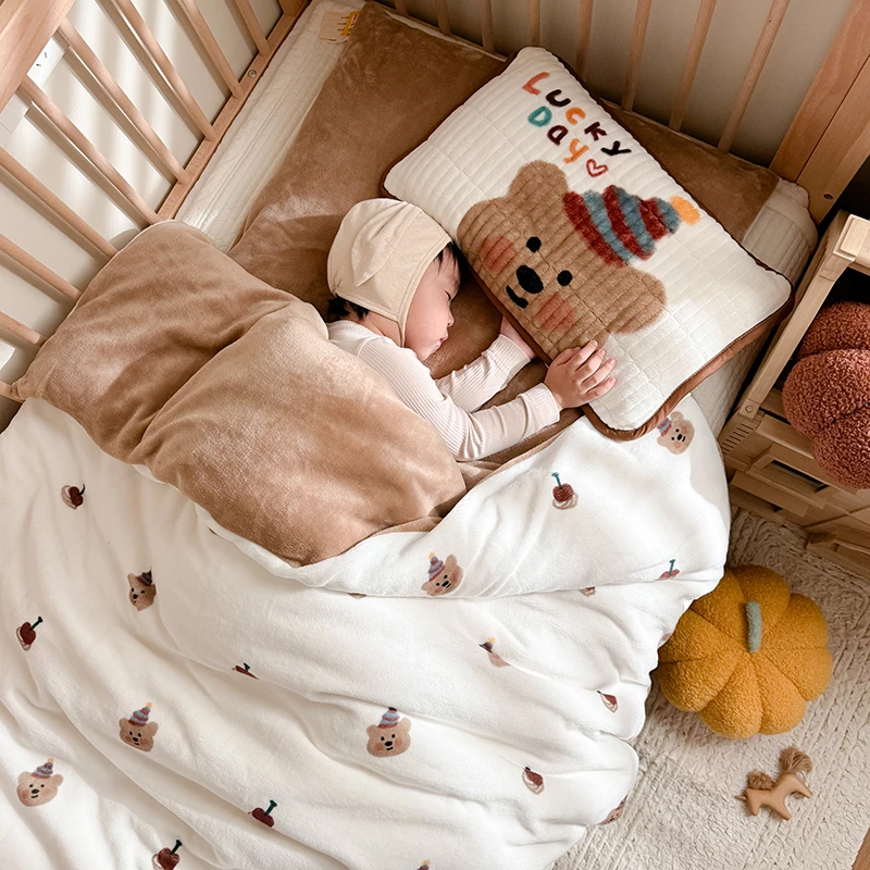 A类加厚保暖牛奶绒秋冬被套单件幼儿园宝宝加绒被罩儿童卡通被单