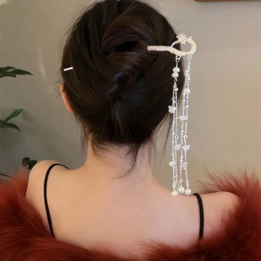 新中式凤凰冰花发簪清冷感古风古典气质流苏簪子超仙发饰百搭小众