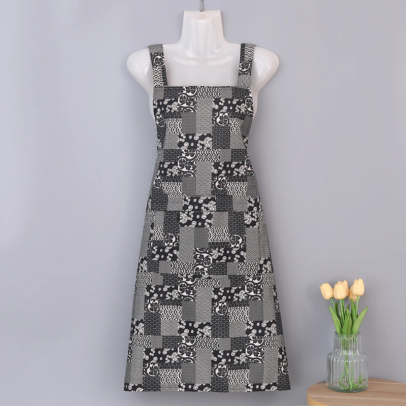 时尚复古无袖围裙厨房做饭干活防油污加肥耐磨透气男女上班工作服