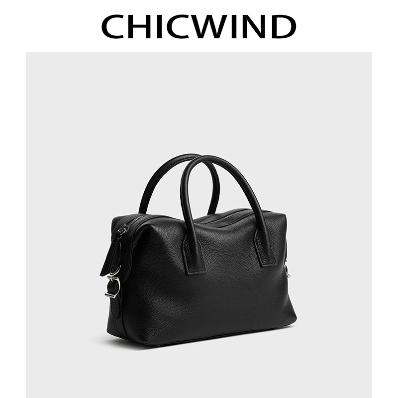 CHICWIND定制头层牛皮波士顿包 2024秋冬新款单肩斜挎手提包#8668