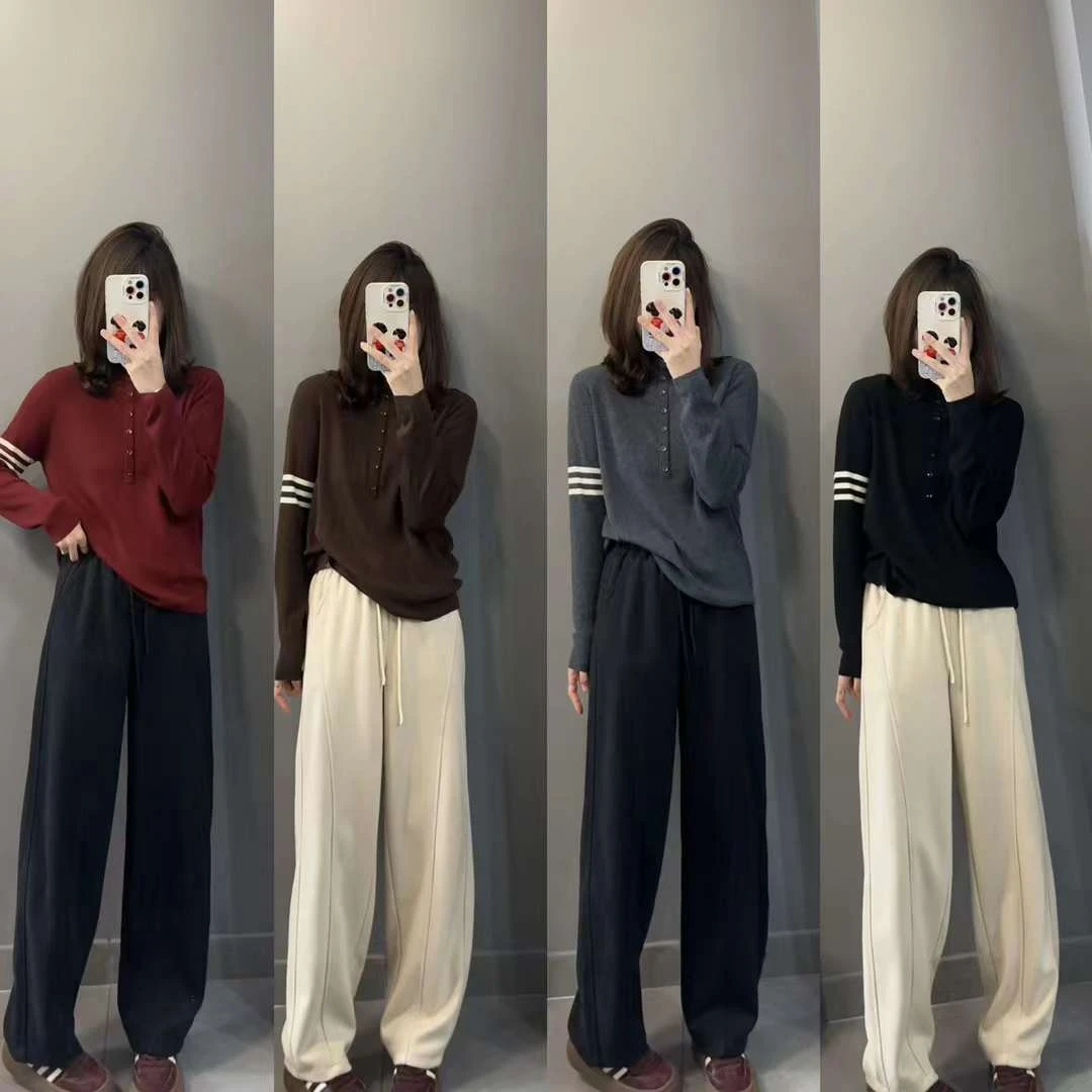 TY5 【杠杠针织】欧货潮牌显瘦简约杠杠针织衫(衣长57)