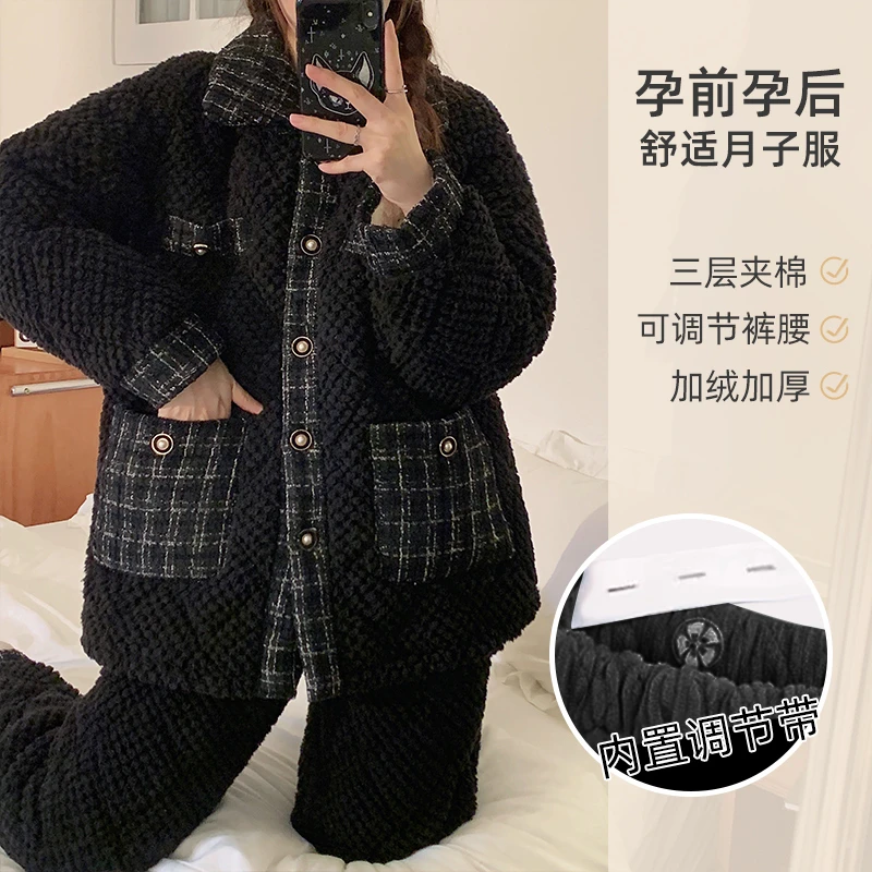 零下可穿小香风孕妇夹棉月子服哺乳产妇睡衣棉袄棉衣可调节加厚