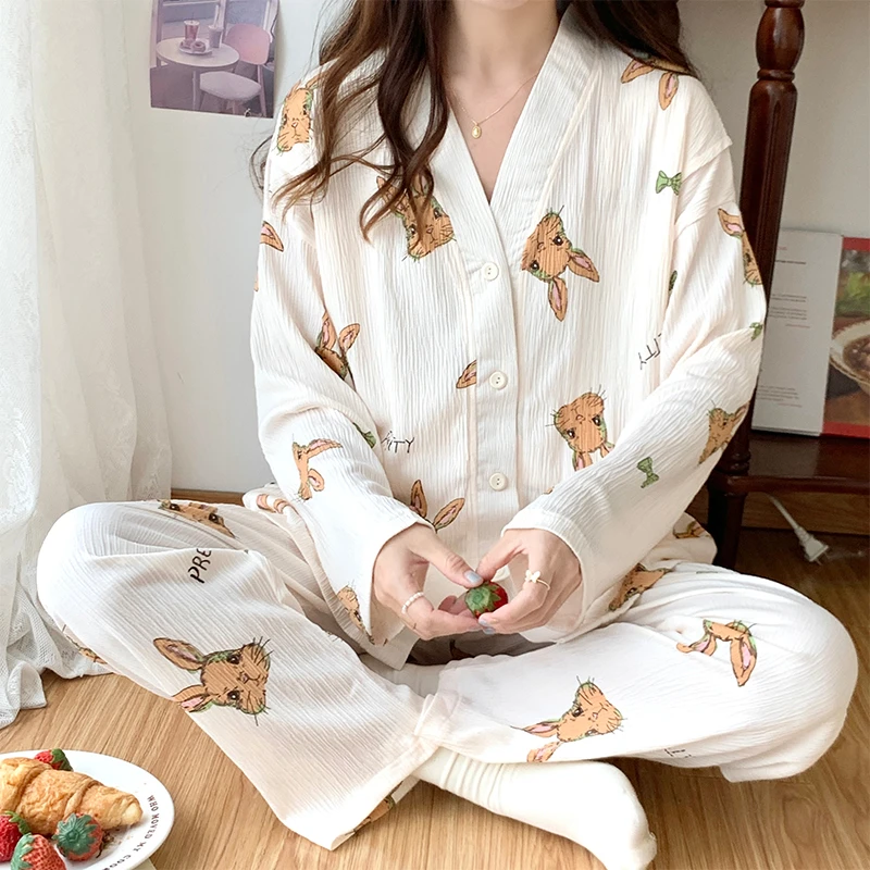 大码孕妇月子服夏季薄款产后喂奶家居服产妇哺乳吸汗纱布长袖韩版