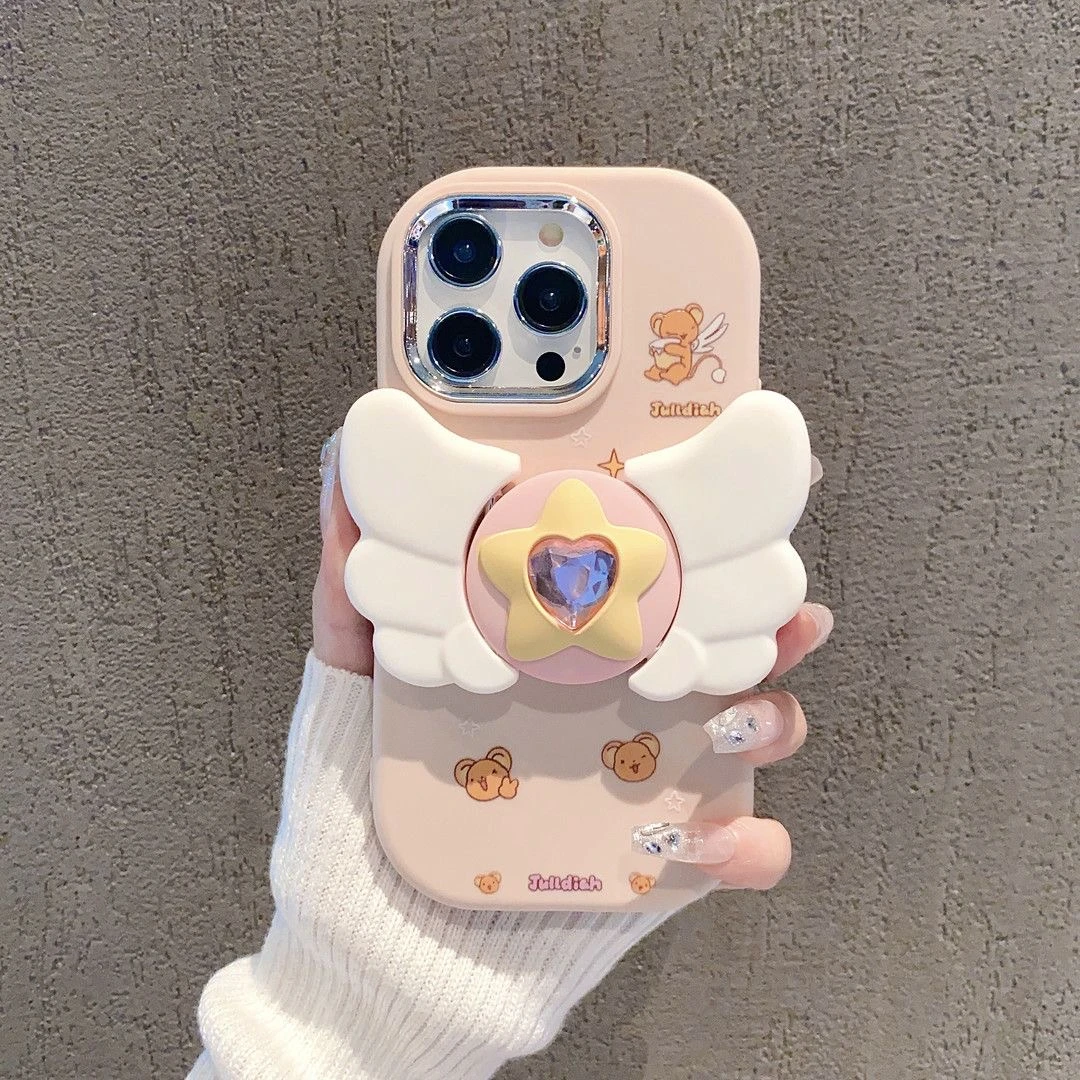 镜框小胖墩适用于苹果15PRO华为MATE60卡通P60少女心魔法棒小熊
