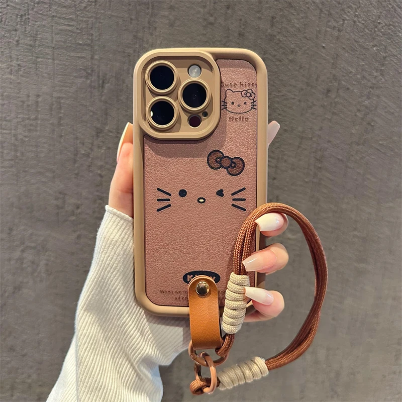 相框精孔适用苹果16PRO华为MATE60皮革OPPO眨眼猫咪高级手机壳