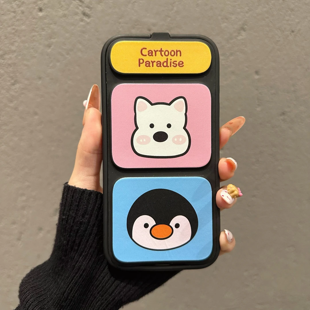 翻盖支架适用苹果16PROMAX华为MATE60新款P60狗狗企鹅手机壳