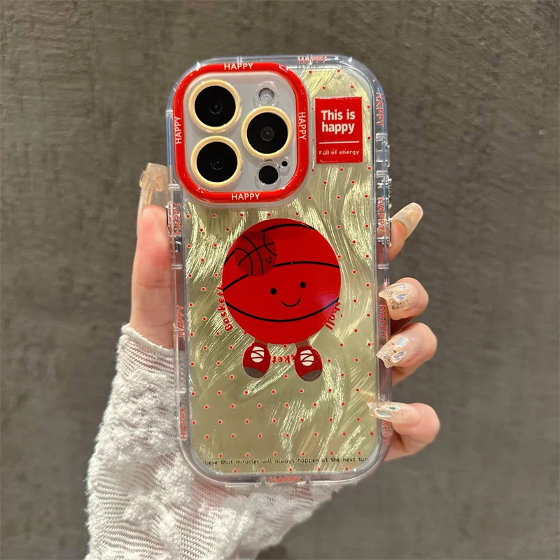 适用于苹果15PROMAX华为PURA70红米K70卡通红色蓝球个性手机壳