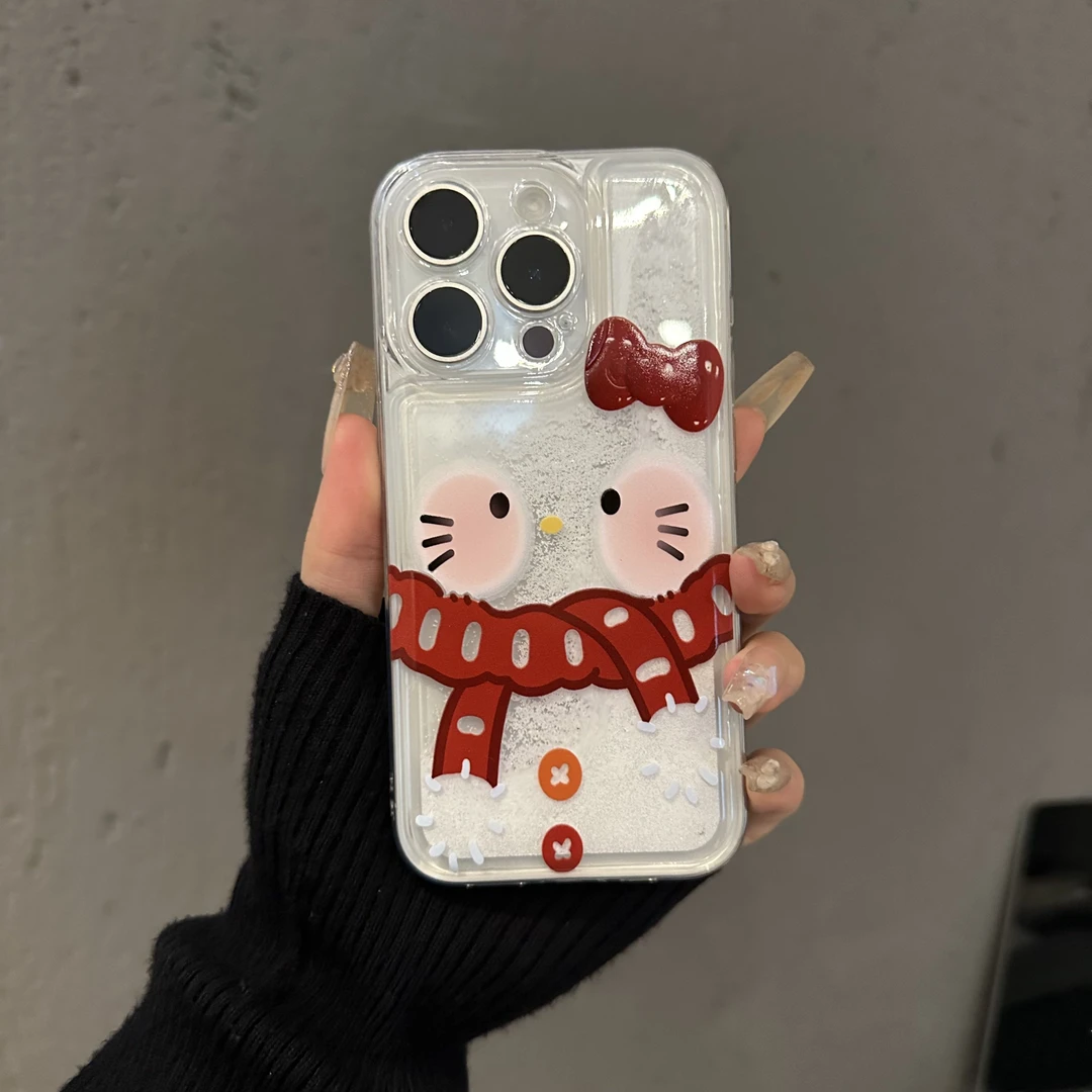 流沙雪花适用苹果16PROMAX华为MATE60新小米14蝴蝶结凯蒂猫手机壳