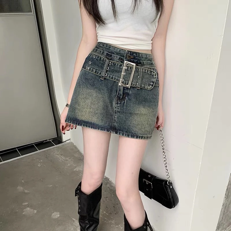 【上下左右】新款高品质牛仔短裤短裙显瘦辣妹高腰百搭,默认微瑕