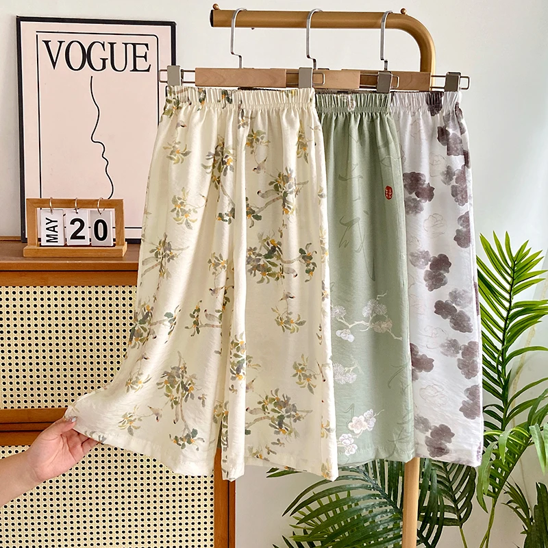 女童中国风阔腿裤小女孩清新中国风喇叭儿童舒适宽松九分裤