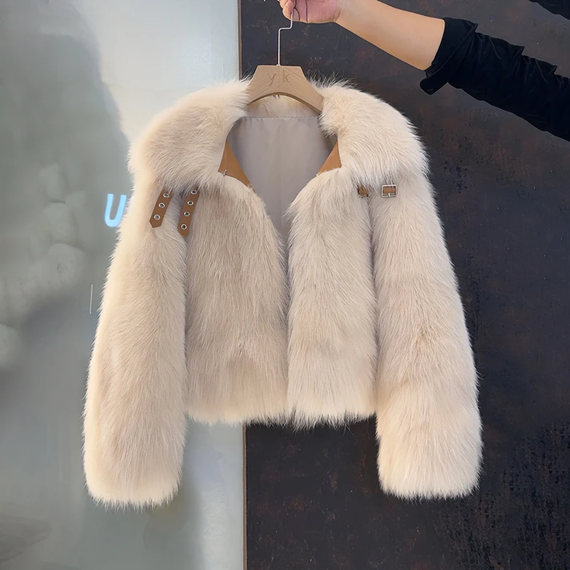 蒋小果狐狸毛皮草外套女短款2025秋冬新款海宁韩版立领翻领23134