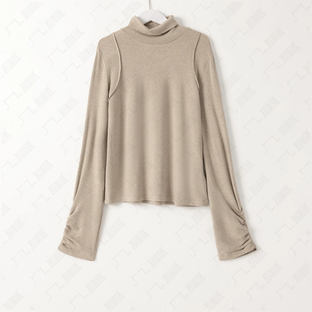 （几里与麻）时尚百搭纯色休闲简约长袖T恤 长60 胸围104 1100588