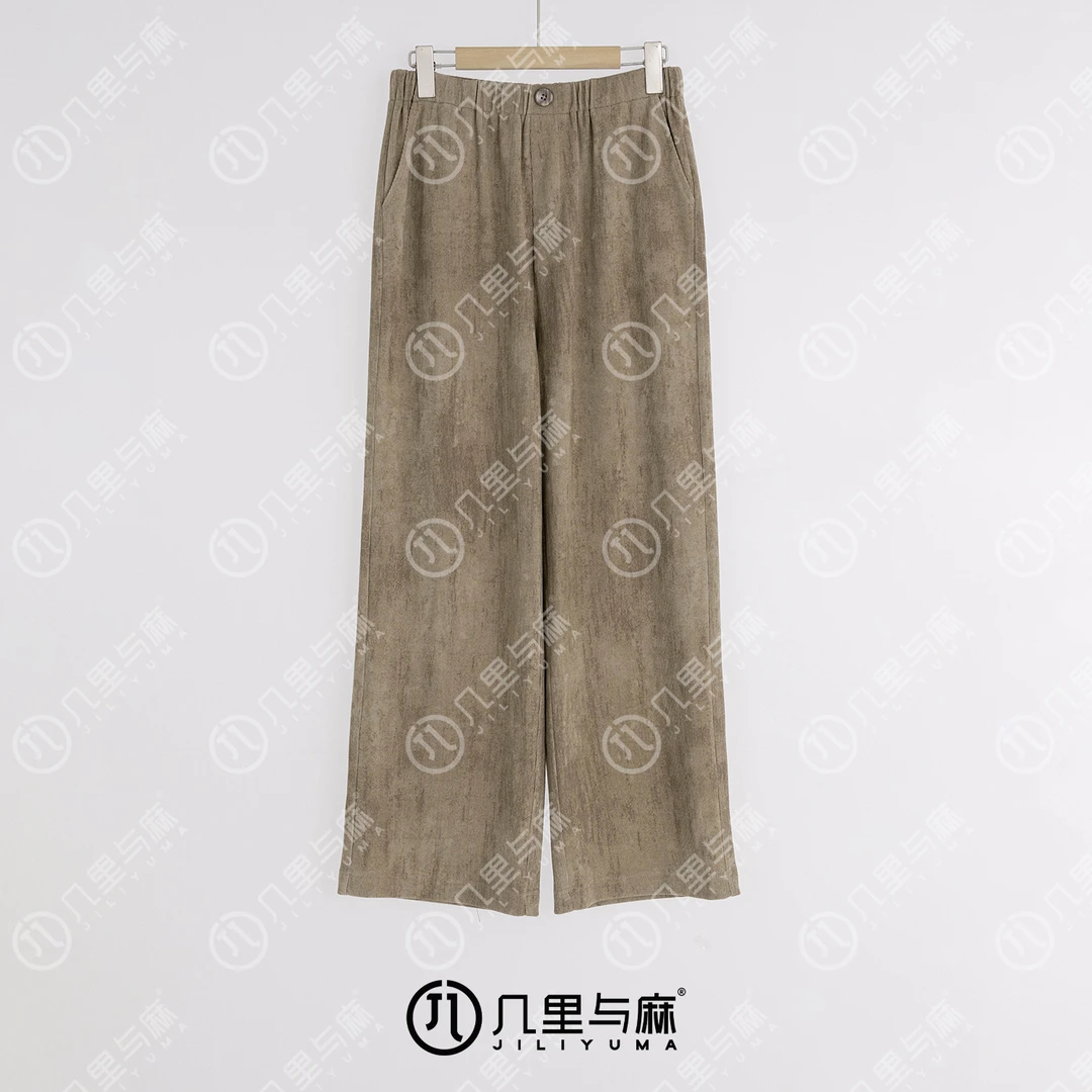 （几里与麻）待枝苏-休闲复古简约清凉阔腿裤 裤长102 1080391