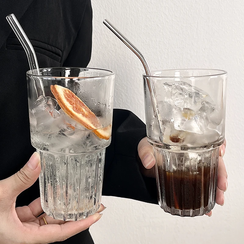 ins风可叠冷萃咖啡杯冰美式拿铁玻璃杯拉花杯饮料杯早餐杯吸管杯