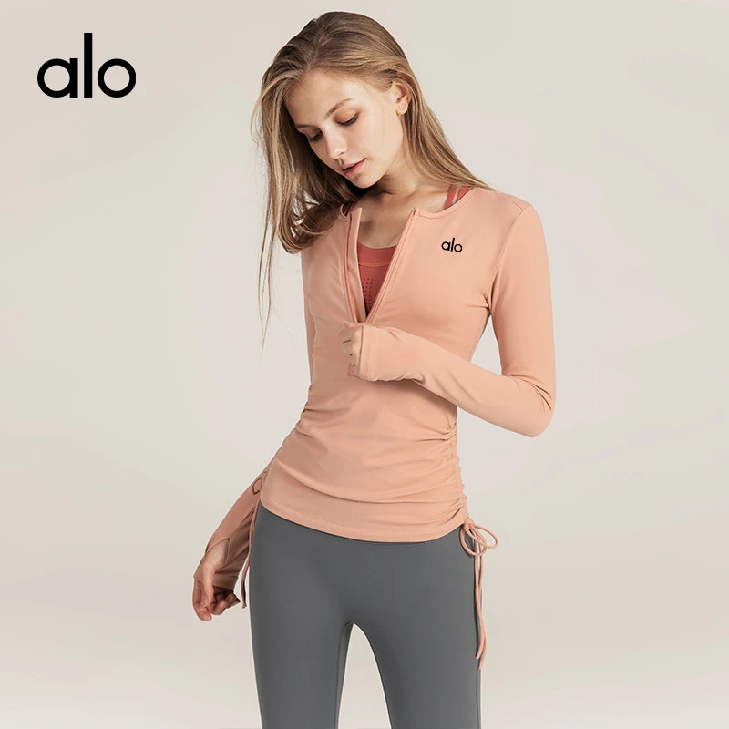 alo outls官方奥莱店Alo秋冬欧美抽绳瑜伽服上衣休闲修身速干跑步