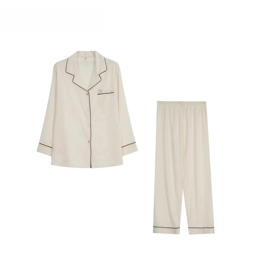 春秋冰雪软丝奢时尚两件套家居服长袖男女同款情侣款