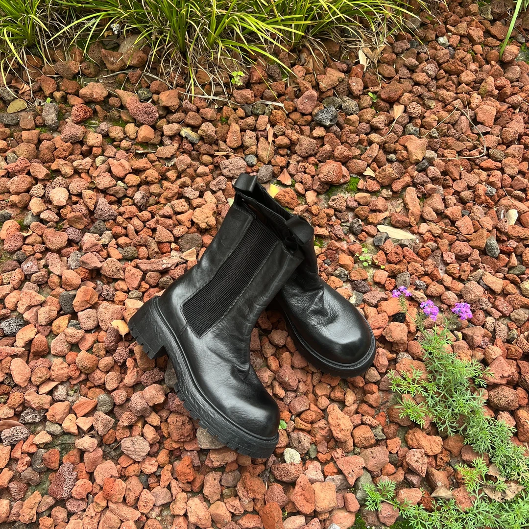 【小熙专属】3206-2水洗真皮时尚百搭厚底一脚蹬女靴