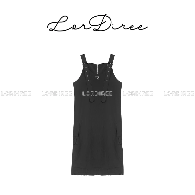 【LorDiree】2023新款夏季休闲时尚气质金属扣背带裙L23061702