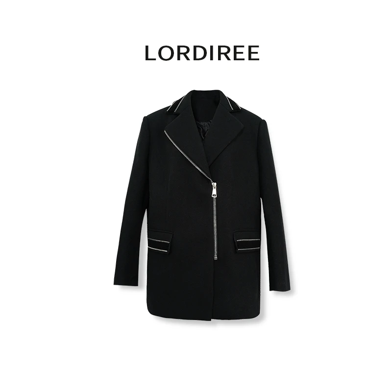 【LorDiree】2023秋季新款设计师中长款时尚黑色高级外套L070505