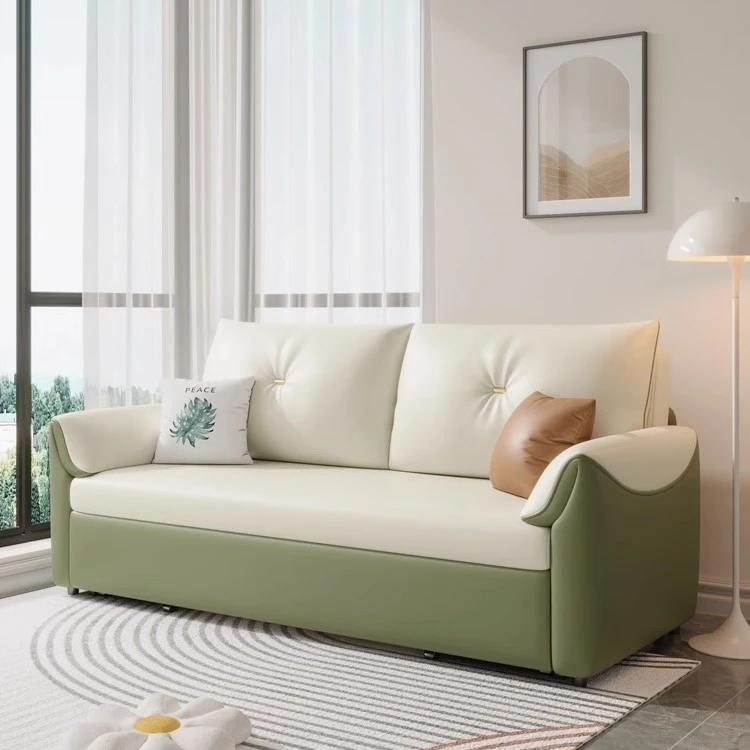 可折叠沙发床两用大象耳朵奶油风猫抓布双人抽拉床网红床沙发一体