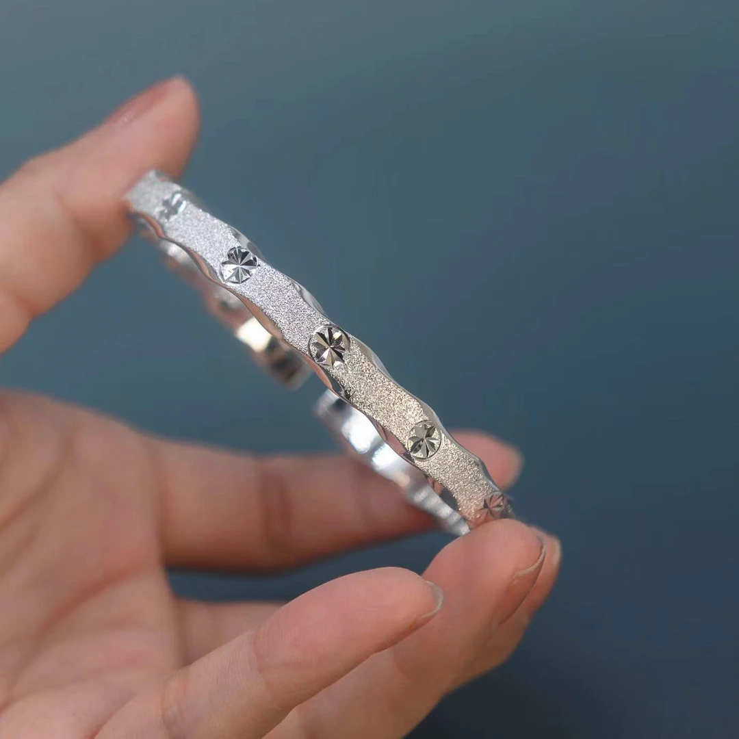 足银手镯  编号646：星辰点砂手镯01