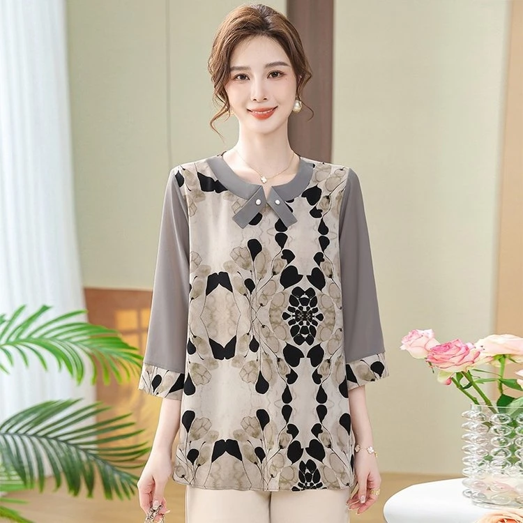 妈妈装洋气2024新款宽松遮肚时尚