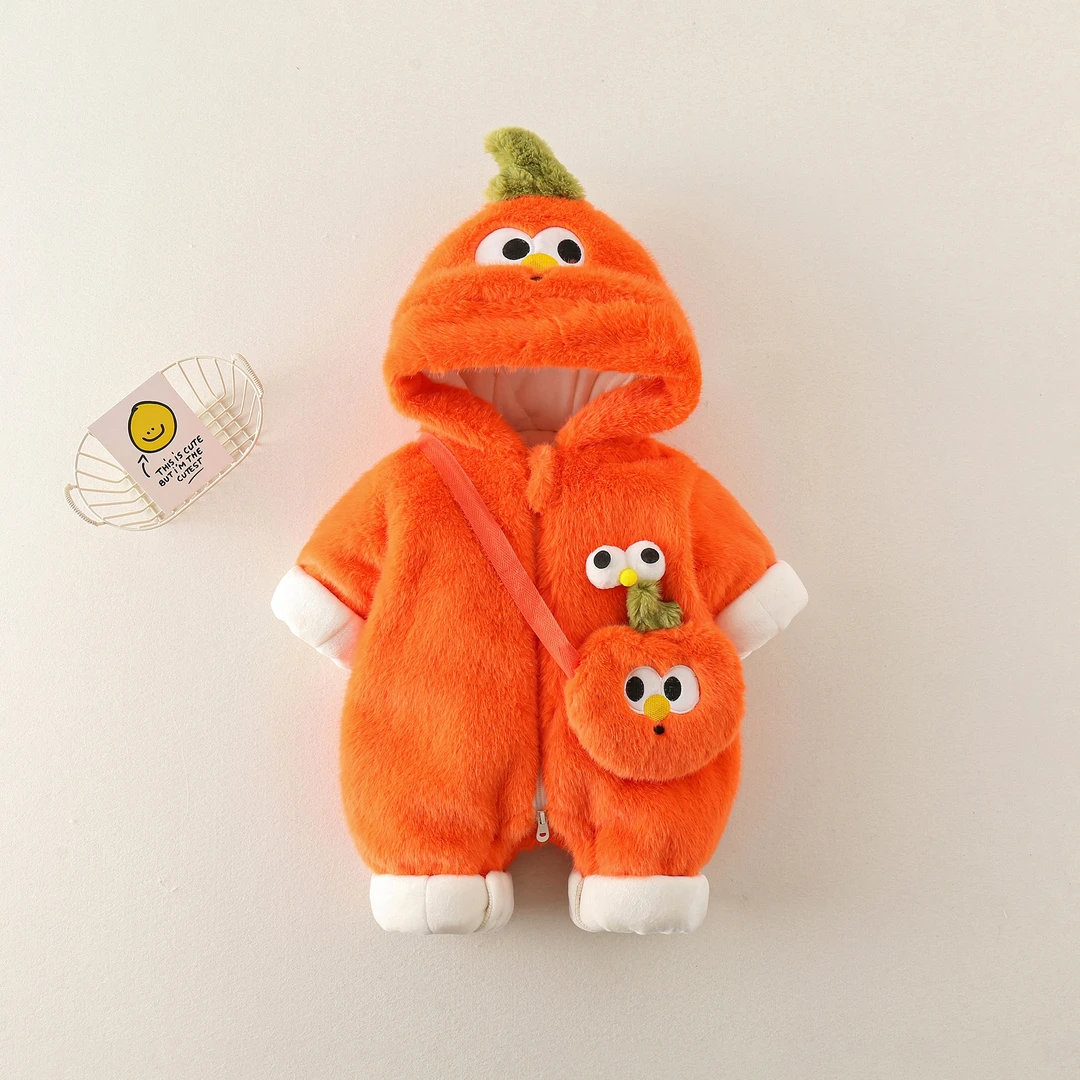 婴儿衣服外套冬装哈衣加绒夹棉保暖宝宝外出婴儿婴儿毛毛连体衣